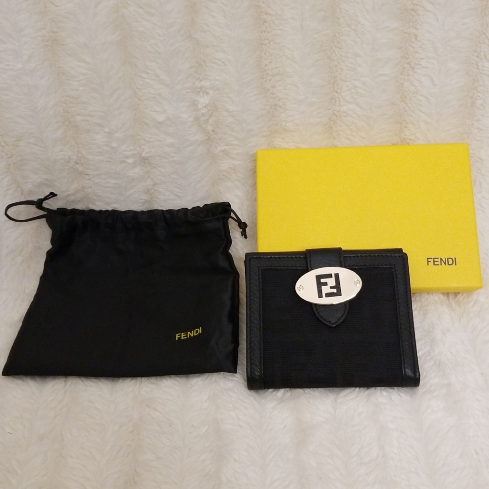 FENDI Canvas Monogram and leather small wa…